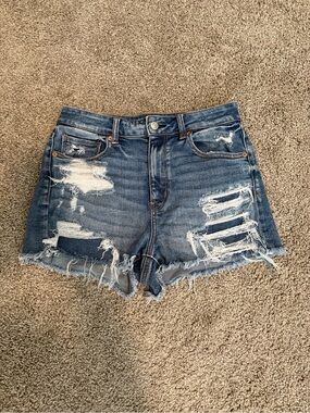 American Eagle Outfitters Distressed Blue Denim Shorts